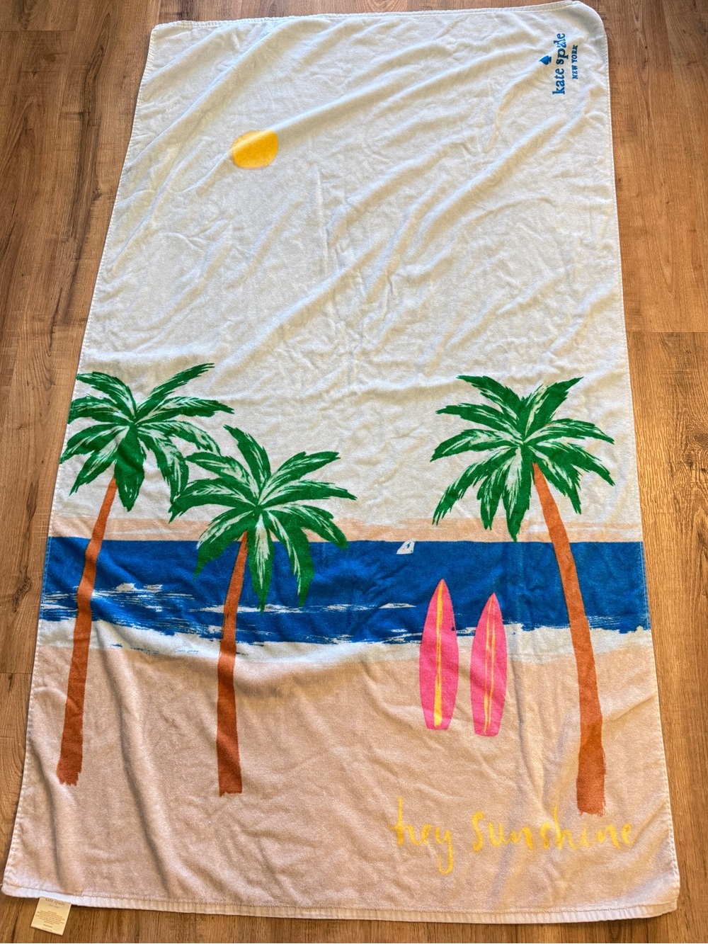 Kate Spade NY  "Hey Sunshine" Beach Towel Beach Scene Tropical Vacation Cotton